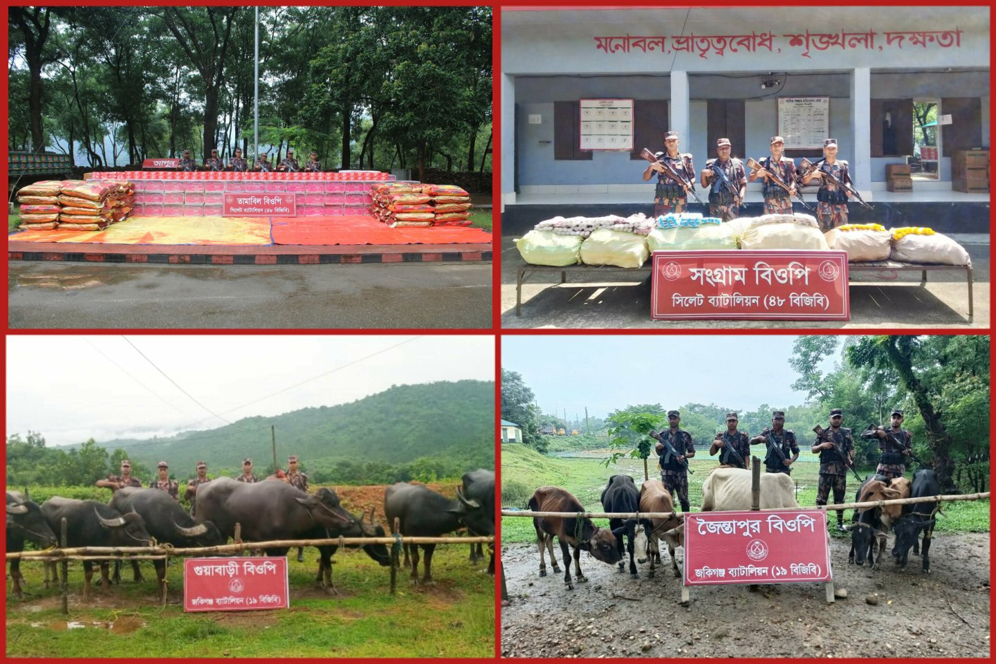 সিলেটের সীমান্ত এলাকায় পৃথক অভিযানে সাড়ে ৩ কোটি টাকার ভারতীয় চোরাই পন্য জব্দ