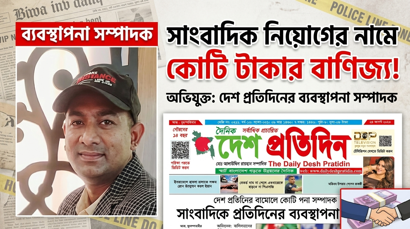 দেশ প্রতিদিন পত্রিকার বিরুদ্ধে আর্থিক প্রতারণার অভিযোগ, নিবন্ধন বাতিল করতঃ ব্যবস্থাপনা সম্পাদক যাদুর শাস্তি চায় ভুক্তভোগীরা